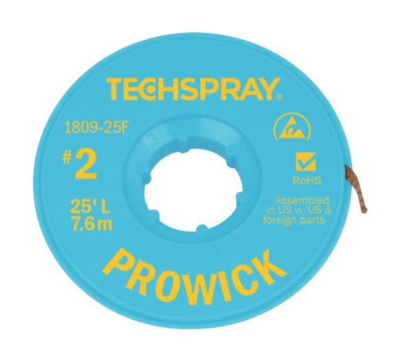 Techspray 1809-25F Desoldering Braid 25FT X 1.4MM Copper