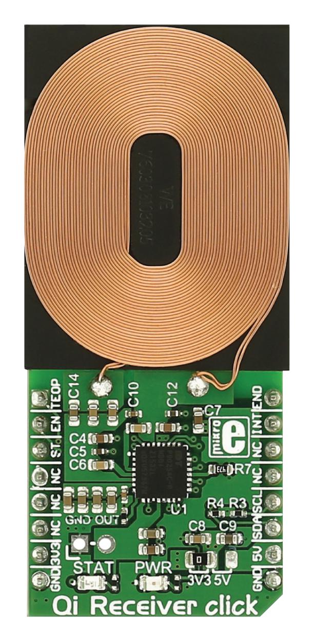 Mikroelektronika MIKROE-2799 Add-On Board Qi Wireless Charging Receiver Click Mikrobus Connector