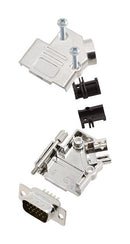 Amphenol ICC (COMMERCIAL PRODUCTS) L17D45PK-M-09+L717HDE15P D Sub Connector HD W/ Backshell 15 Contacts Plug Solder DE D45PK-M Series Steel Body