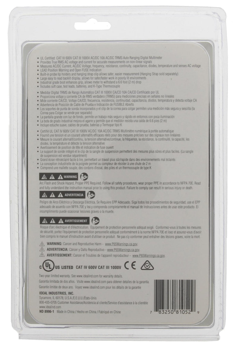 Ideal 61-347 61-347 Multimeter Hand Held Auto 6000 Count