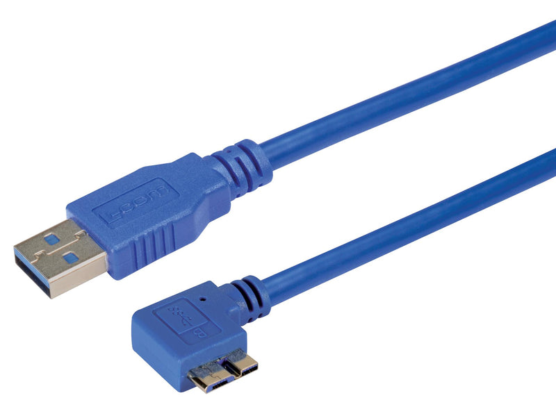 L-COM CA3A-90RMICB-05M USB Cable 3.0 A-MICRO B Plug 0.5M BLU