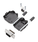 Amphenol Communications Solutions L17DPPK09-BK+L77DE09SST D Sub Connector With Backshell DB9 Standard Receptacle DPPK-BK 9 Contacts DE Screw