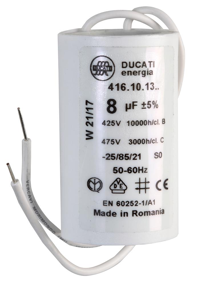 Ducati 4.16.10.13.06 Film Capacitor 8 &micro;F 4.16.10 Series 450 VAC Wire Leaded &plusmn; 5%