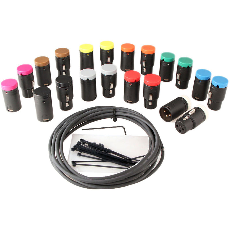 Cable Techniques Low-Profile XLR 3-Pin Male/Female Connector, Raw Cable & Color Caps DIY Kit (Set of 10)