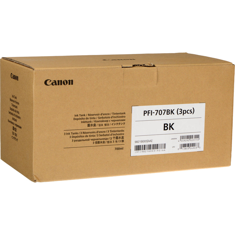 Canon PFI-707BK Black Ink Cartridge (700 mL, 3-Pack)