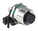 Bulgin Limited PXMBNI12RAF08APCM12 PXMBNI12RAF08APCM12 Sensor Connector PXM Series M12 Female 8 Positions PCB Socket Right Angle Panel Mount