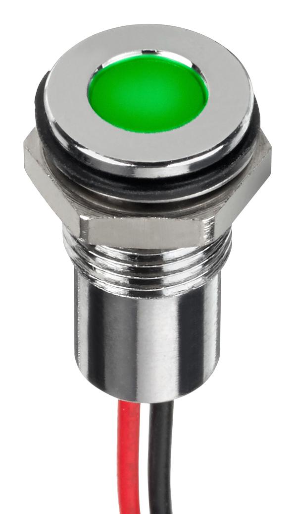 Apem Q6F5CXXHG12E LED Panel Mount Indicator Green 12 VDC 6 mm 20 mA 350 mcd IP67
