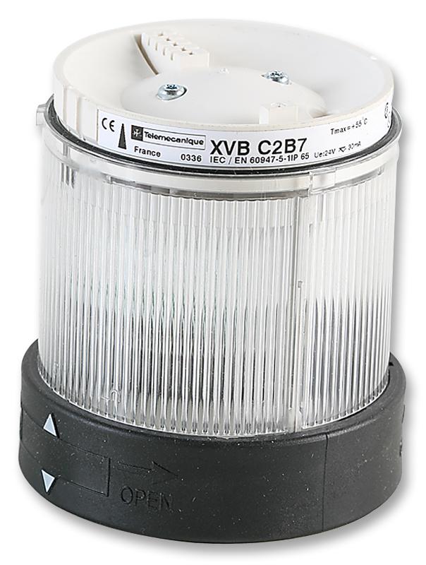 Schneider Electric XVB-C2B7 Visual Signal Indicator LED Transparent Steady 7W 24VDC IP66 Nema 4X 70mm Dia. 139mm Height