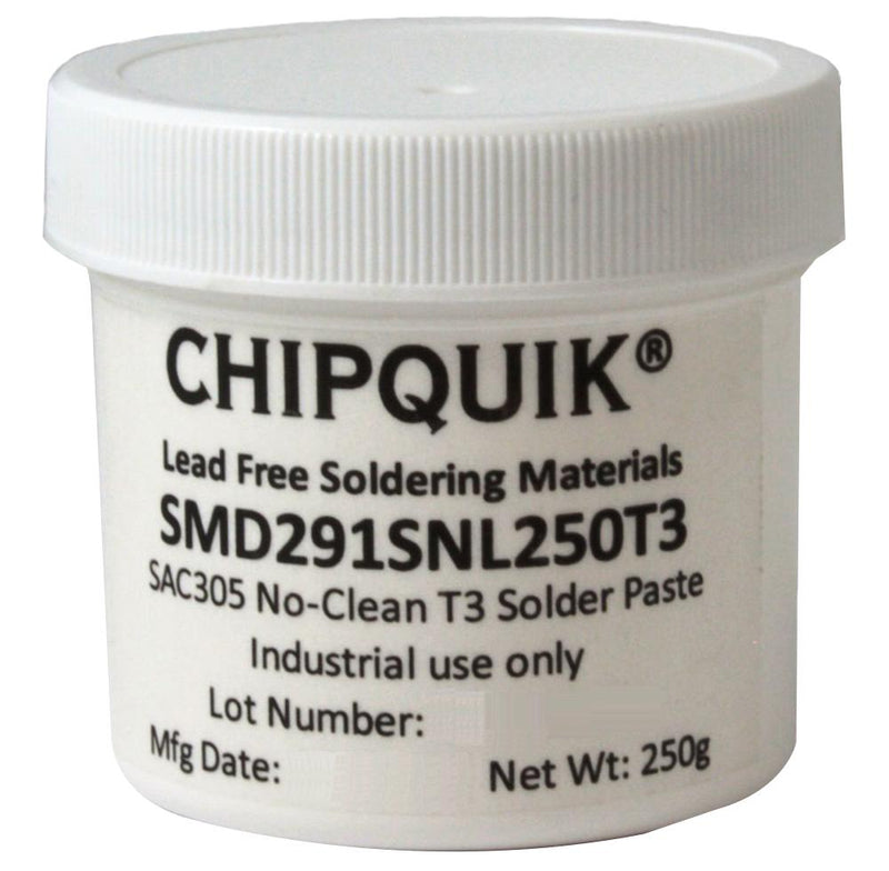 Chip Quik SMD291SNL250T3 Solder Paste Synthetic No Clean 220 &deg;C 96.5 3 0.5 Sn Ag Cu 250G