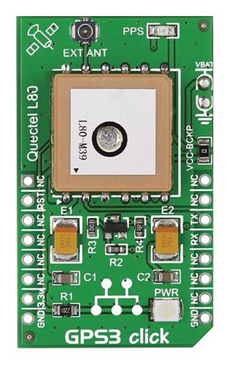 Mikroelektronika MIKROE-1714 Click Board GPS3 GPS Gnss L80 Gpio Uart Mikrobus 3.3 V 42.9 mm x 25.4