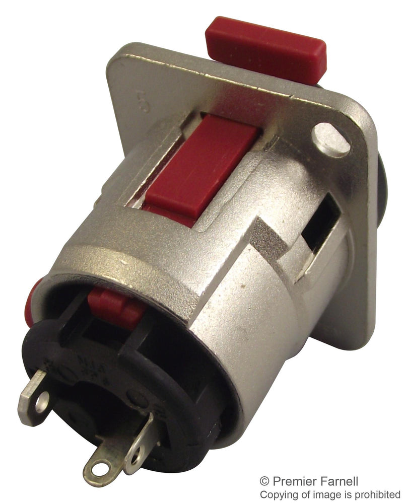 NEUTRIK NJ3FP6C Phone Audio Connector, Locking, 3 Contacts, Jack, 6.35 mm, Panel Mount, Silver Plated Contacts