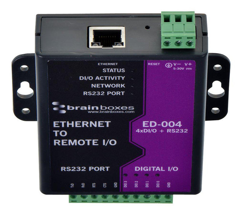 Brainboxes ED-004 I/O Module Ethernet to Digital 4 Ports RS232