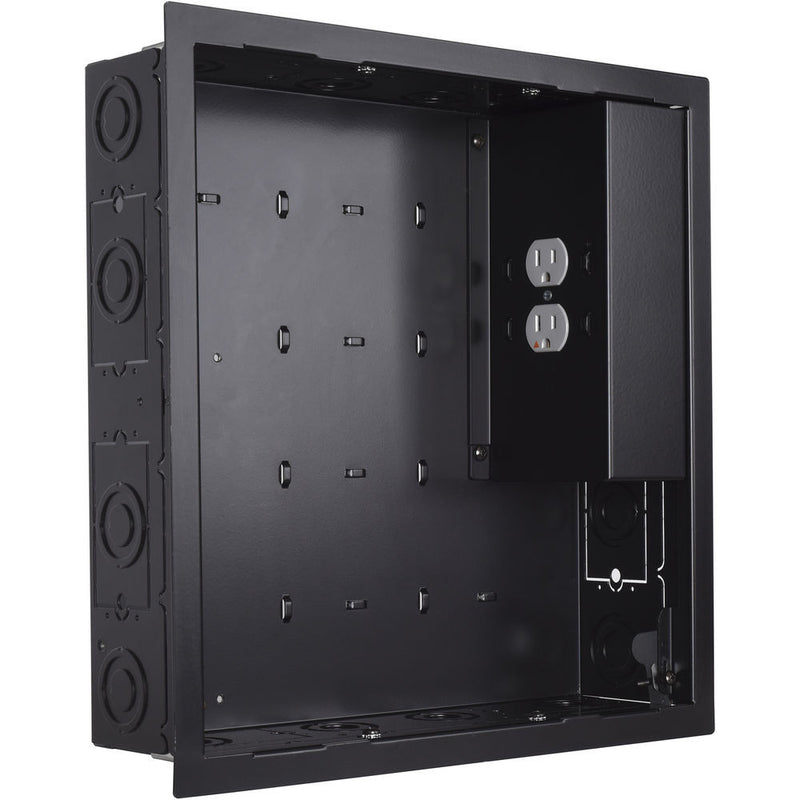 Chief In-Wall Storage Box with 2-Receptacle Outlet, EMI Filter & Surge Protection (Black)