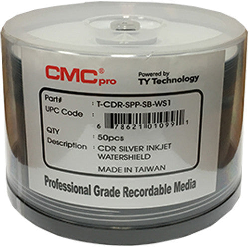 CMC Pro 700MB CD-R WaterShield Silver Printable 48x Discs (Pack of 50)
