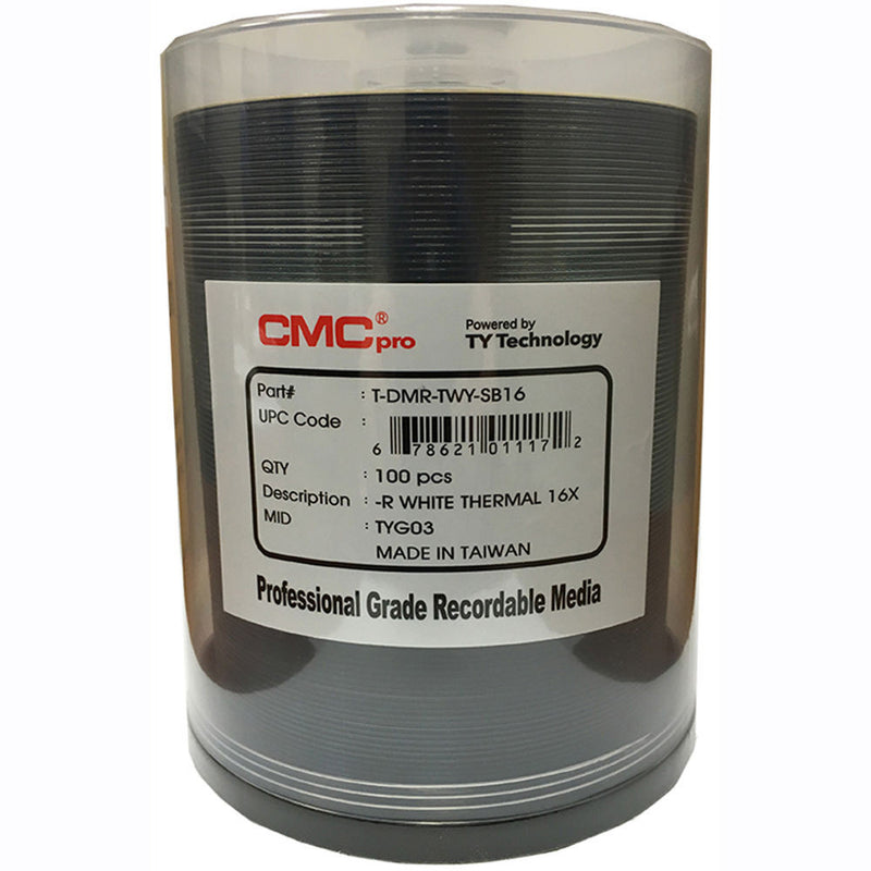 CMC Pro DVD-R 4.7GB 16x White Thermal Inkjet Hub Printable Disc (100-Pack Spindle)
