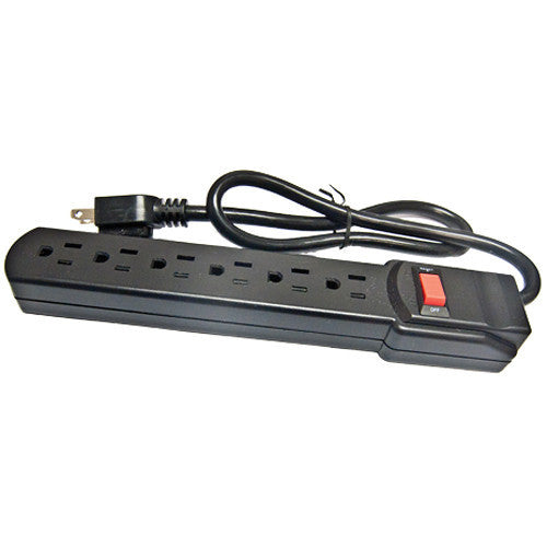 Comprehensive 6-Outlet Surge Protector with 12' Power Cord (Black)