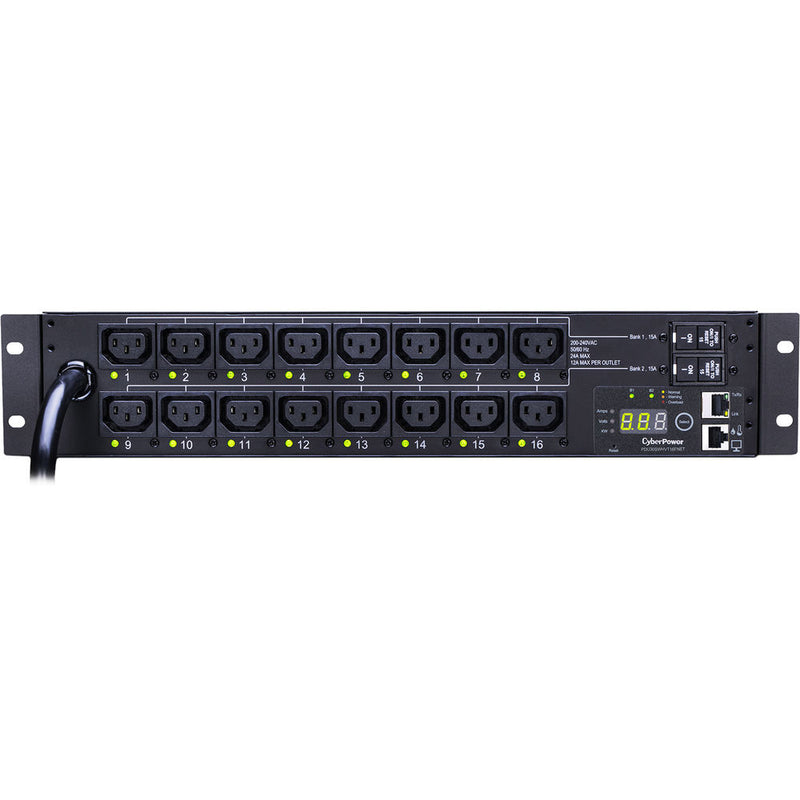 CyberPower Switched PDU(30)24A/200-240V/50/60Hz/NEMA L6-20 Plug/16 IEC-320 C13 OUTS/2U Rackmount/10'Cord