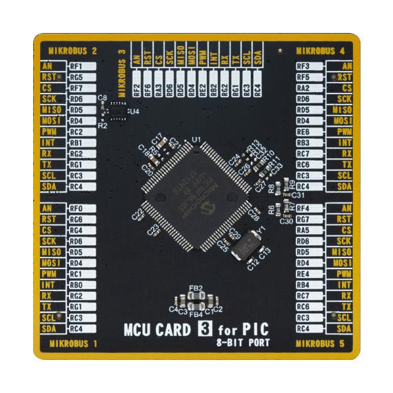 Mikroelektronika MIKROE-4609 Add-On Board Mikroe MCU Card 3 PIC18F PIC18F96J65-I/PF 2 x 168 Pin Mezzanine Connector New