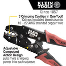 Klein Tools 3005CR 3005CR Crimp Tool Ratcheting 22-10 AWG Copper Wire 9" Length New