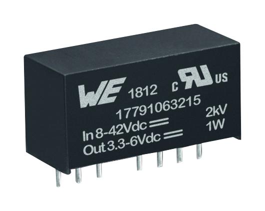 Wurth Elektronik 17791063215 Isolated Board Mount DC/DC Converter ITE & General 1 Output W 6 V 300 mA