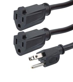 L-COM N515P-N515R2-15-3F Split PWR Cord N5-15P-2X N5-15R 3 /15A New