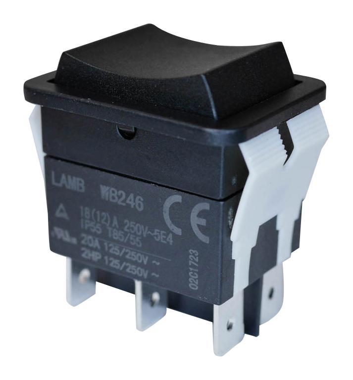 E-SWITCH WB246D1100 Rocker Switch Dpdt Black Panel