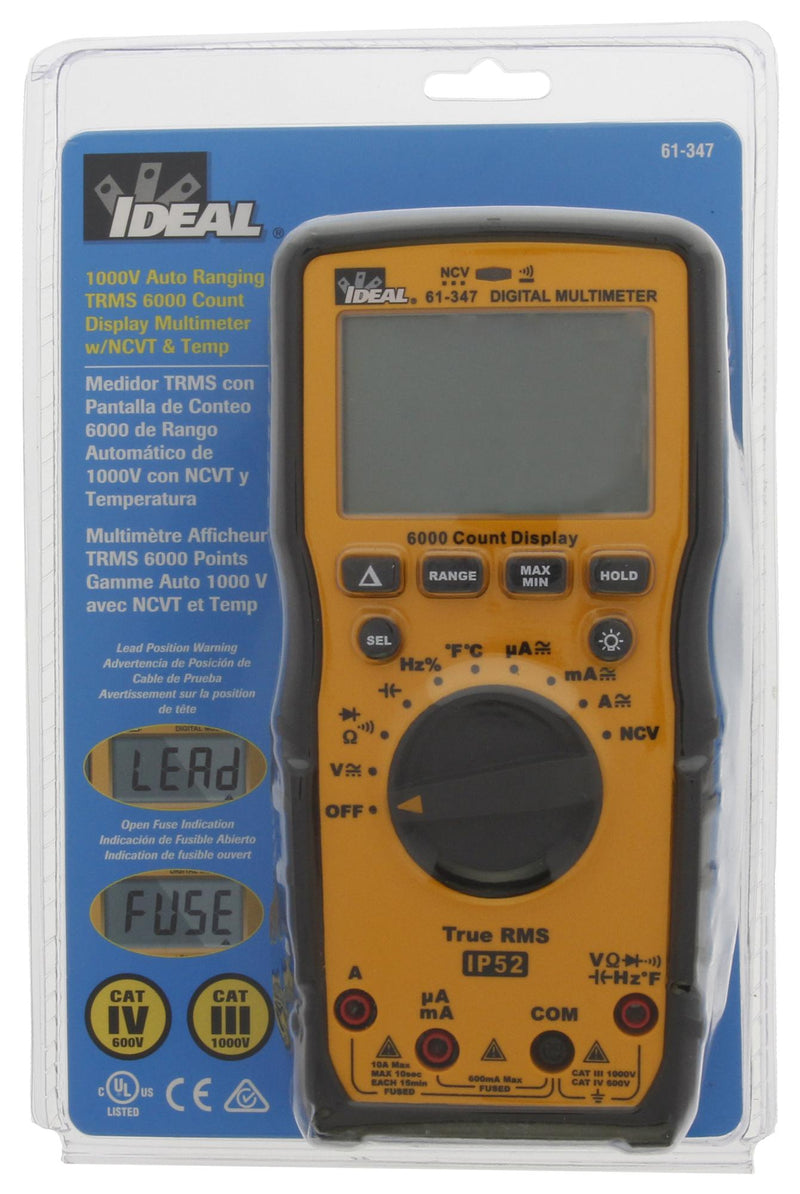 Ideal 61-347 61-347 Multimeter Hand Held Auto 6000 Count