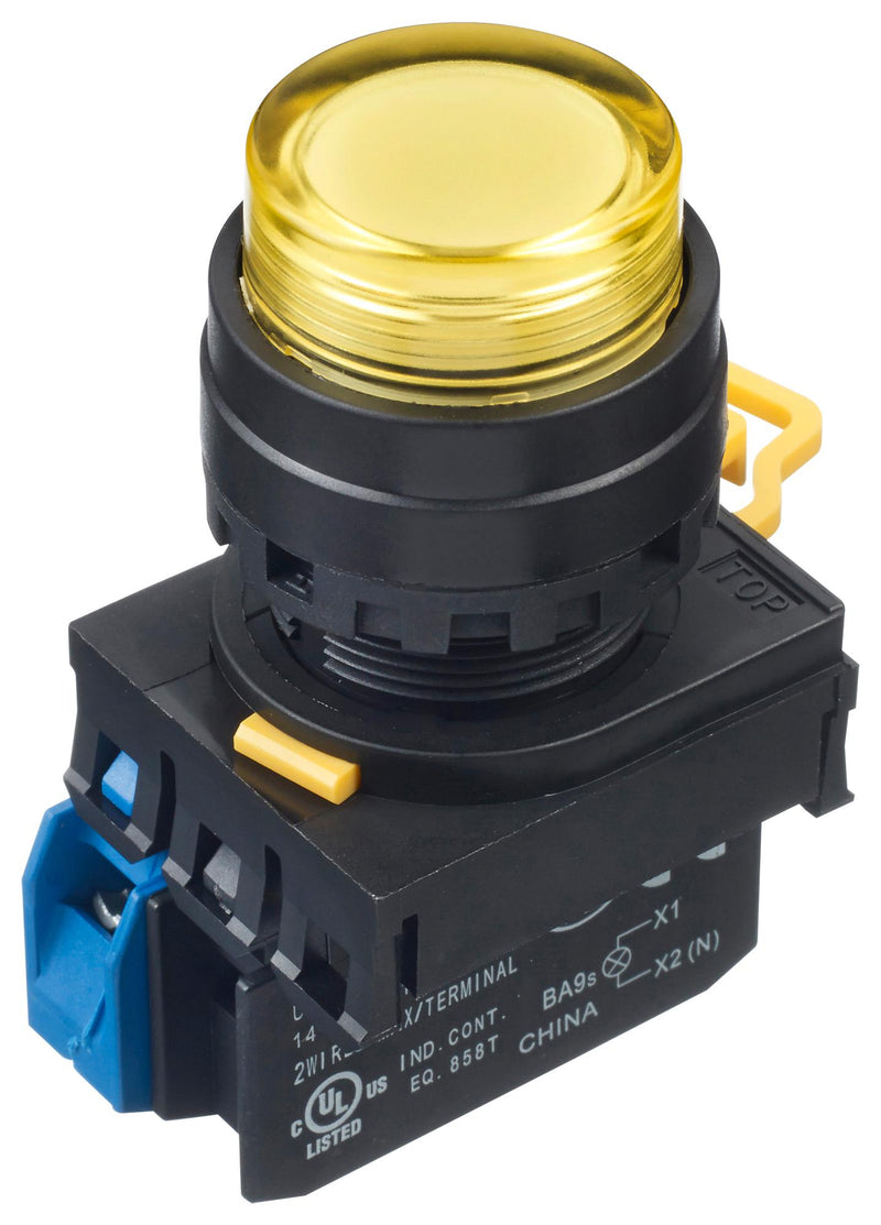 Idec YW1L-M2E10Q4Y Illuminated Pushbutton Switch YW Series SPST-NO Momentary Spring Return 24 V Yellow