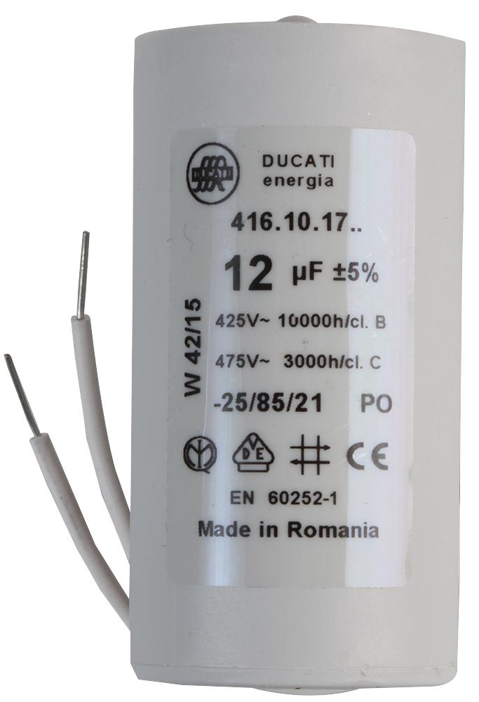 Ducati 4.16.10.17.06 Film Capacitor 12 &micro;F 4.16.10 Series 450 VAC Wire Leaded &plusmn; 5%