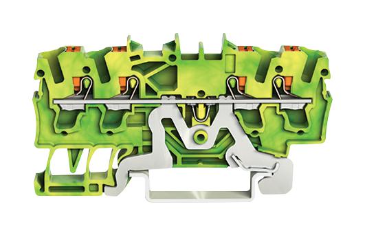 Wago 2202-1407 DIN Rail Mount Terminal Block 4 Ways 12 AWG 2.5 mm&sup2; Clamp 24 A
