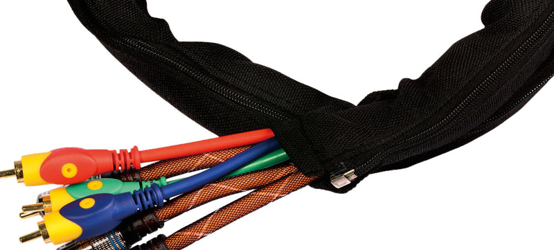 Multicomp PP001382 Woven Multifiliment Zipper Cable Wrap PE BLK 1 M 3.28 FT