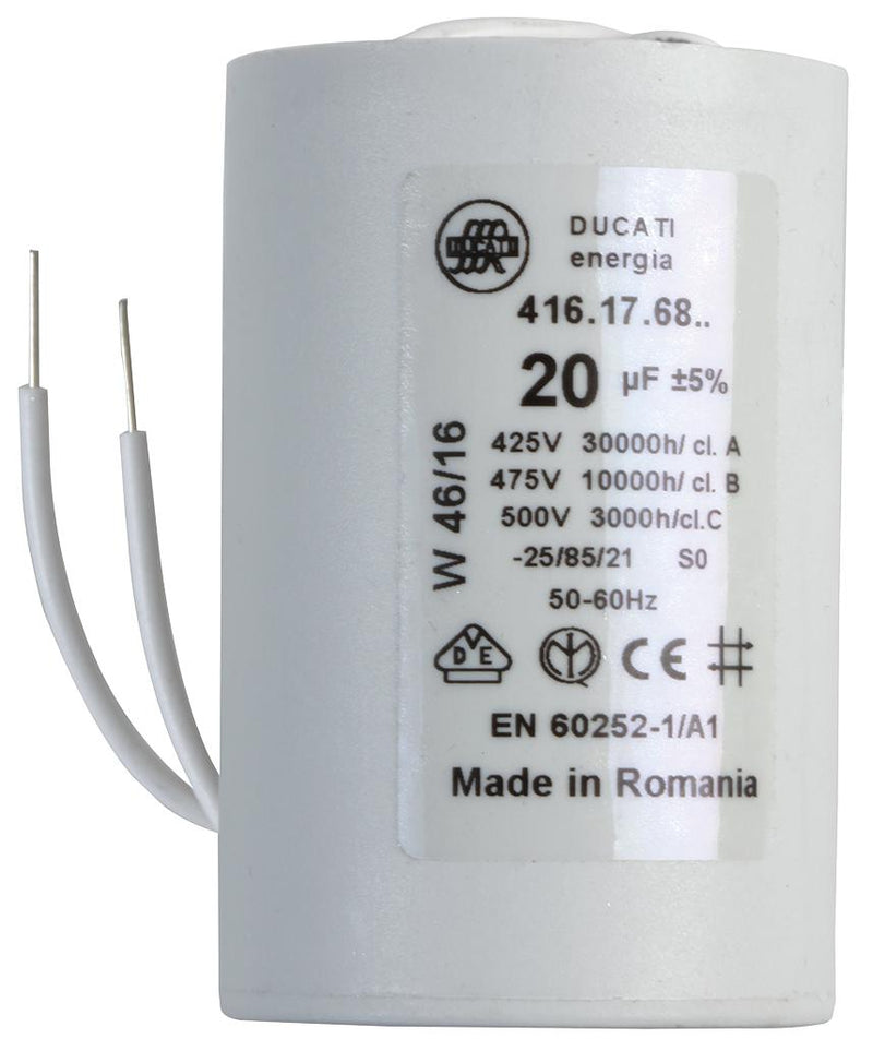 Ducati 4.16.17.68.06 Film Capacitor 20 &micro;F 4.16.17 Series 450 VAC Wire Leaded &plusmn; 5%