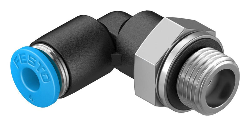 Festo QSL-G1/8-4 Pneumatic Fitting Push-In L-Fitting G1/8 14 bar 4 mm PBT (Polybutylene Terephthalate) QSL