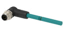 TE Connectivity TAD1423A201-007 Sensor Cable D-Code 90&deg; M12 Plug Free End 4 Positions 10 m 32.8 ft