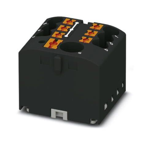 Phoenix Contact PTFIX 6/6X25-G BK Panel Mount Barrier Terminal Block Black 24 A 450 V 7 Pole Push In 12 AWG