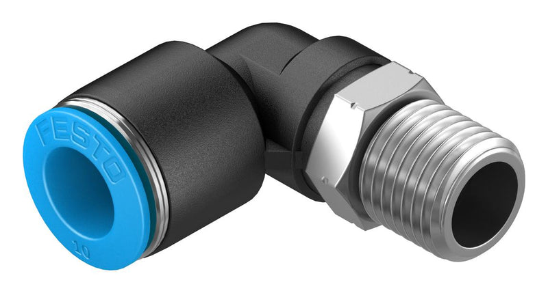Festo 153051 Pneumatic Fitting Push-In L-Fitting R1/4 14 bar 10 mm PBT (Polybutylene Terephthalate) QSL