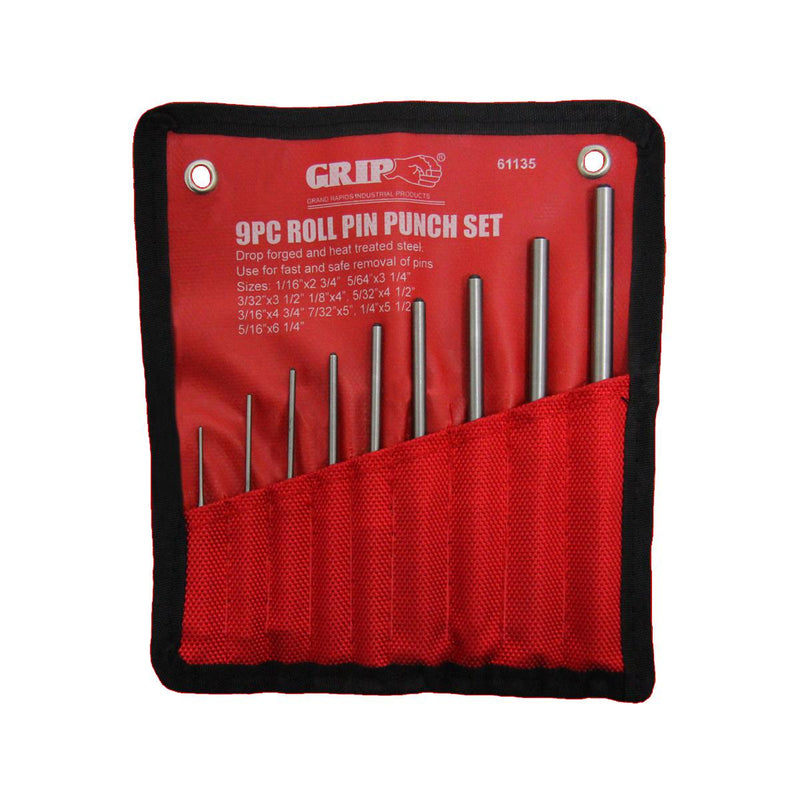 Grip ON Tools 61135 9 PC Roll PIN Punch SET 1/16 TO 5/16 80R7132