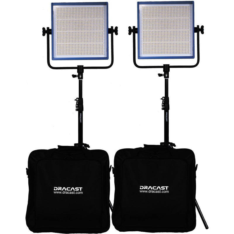 Dracast LED1000 Pro Bi-Color LED 2-Light Kit with Stands and V-Mount Battery Plates