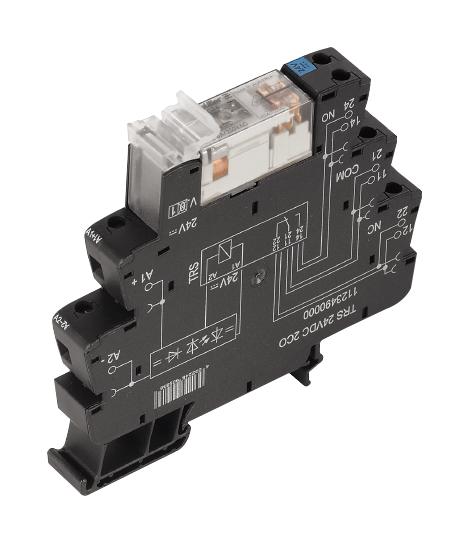 WEIDMULLER 1123490000 Power Relay, DPDT, 24 VDC, 8 A, TERMSERIES, DIN Rail