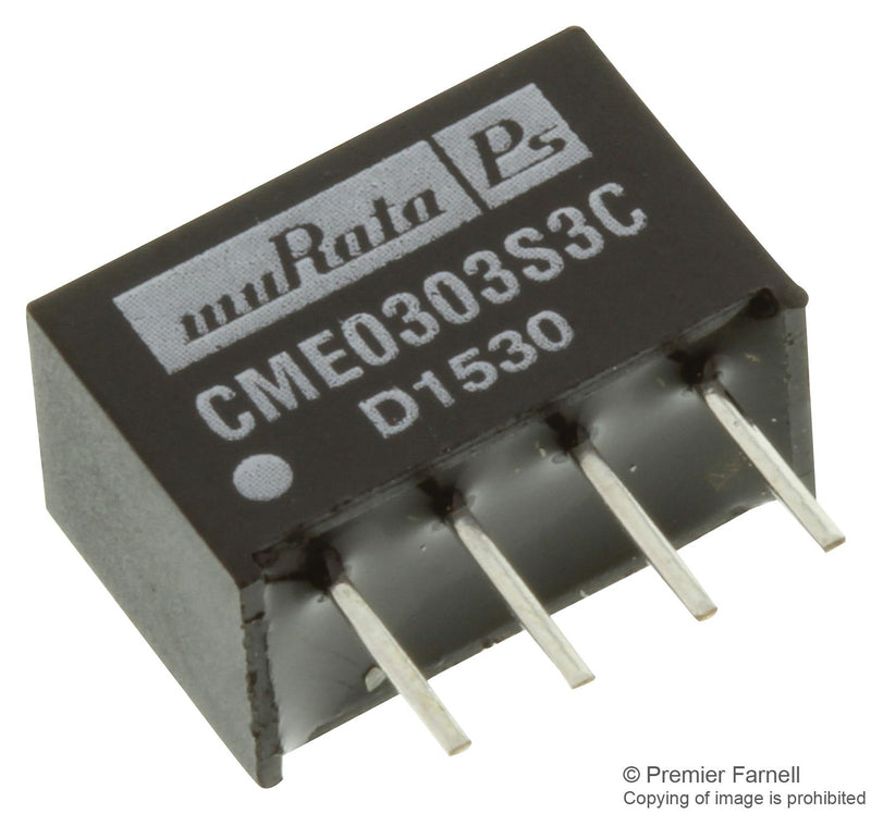 MURATA POWER SOLUTIONS CME0303S3C Isolated Board Mount DC/DC Converter, 1 Output, 750 mW, 3.3 V, 227 mA