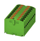 Phoenix Contact PTFIX 18X25 GN Panel Mount Barrier Terminal Block 24 A 500 V 18 Pole 9 Push In 12 AWG