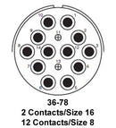 Amphenol Industrial GTC030-36-78S GTC030-36-78S Circular Connector GT Series Wall Mount Receptacle 14 Contacts Crimp Socket Reverse Bayonet