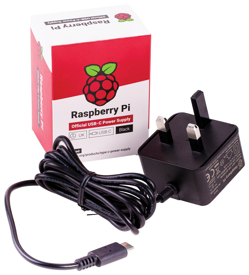 RASPBERRY-PI SC0216 Raspberry Pi Accessory 4 Model B Official PSU USB-C 5.1V 3A UK Plug Black