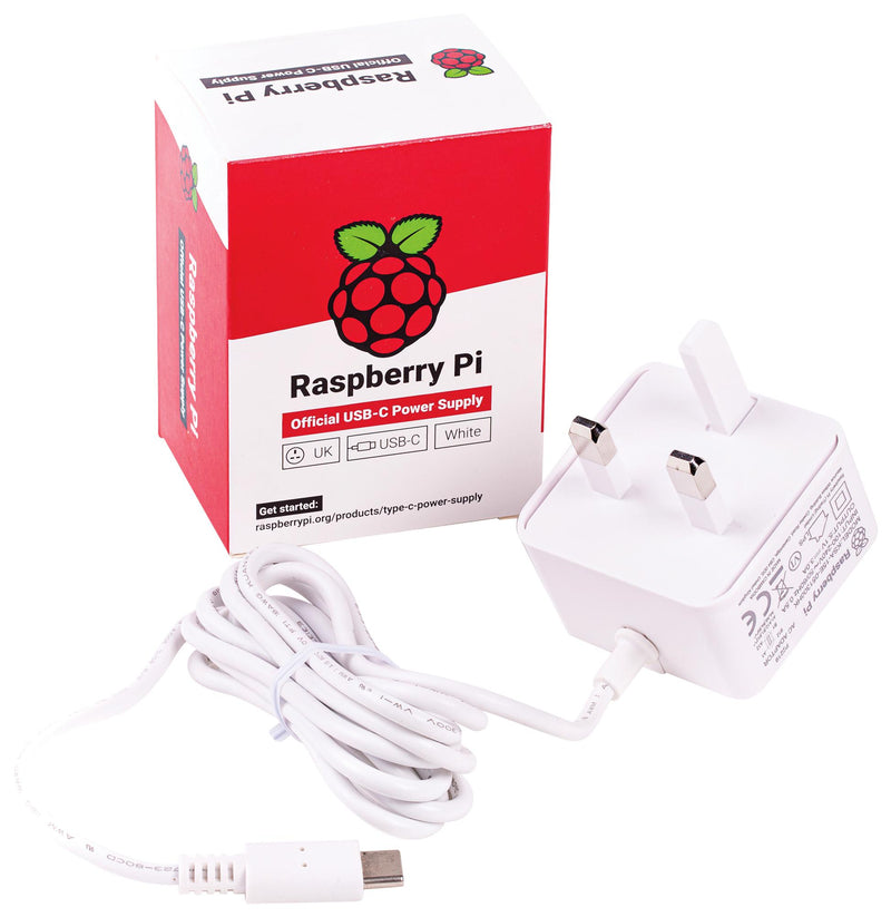 RASPBERRY-PI SC0212 Raspberry Pi Accessory 4 Model B Official PSU USB-C 5.1V 3A UK Plug White