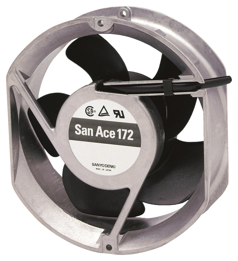 Sanyo Denki 109E5724C501 DC Axial Fan 24 V Rectangular With Rounded Ends 172 mm 51 Ball Bearing 350 CFM
