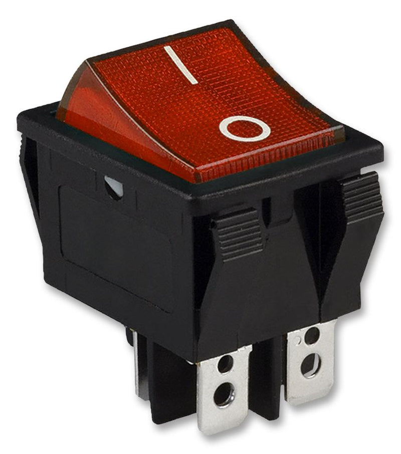 E-SWITCH R5BBLKREDFF1 Switch Rocker Dpst 20A 125VAC Black