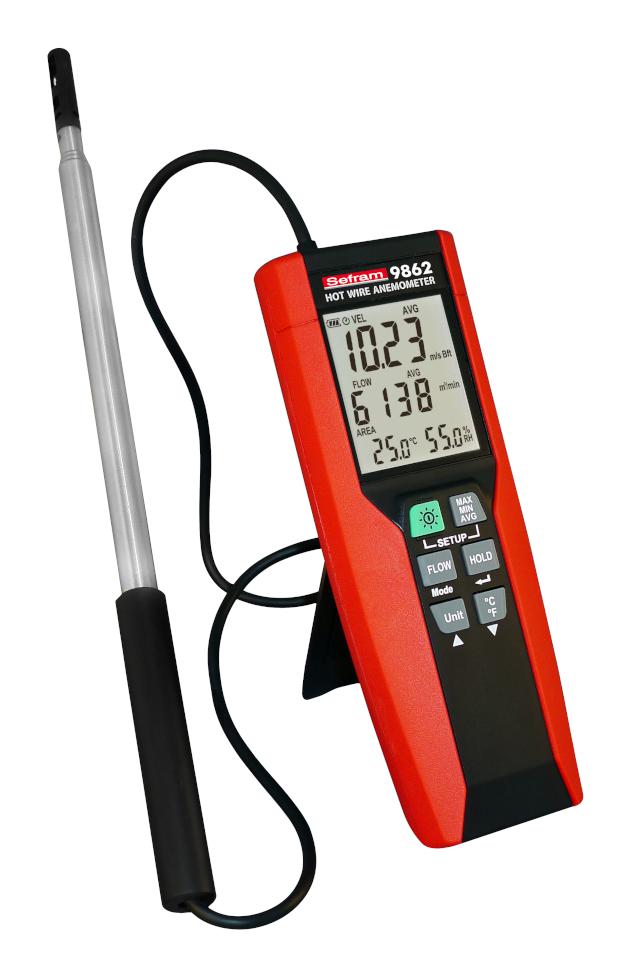 Sefram SEFRAM9862 Anemometer 0m/s to 25m/s 0 &deg;C 50 10% 90% Relative Humidity 185 mm