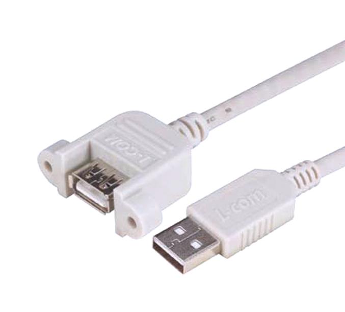 L-COM UPMAA-03M USB Cable A PLUG-A Rcpt 11.8" New