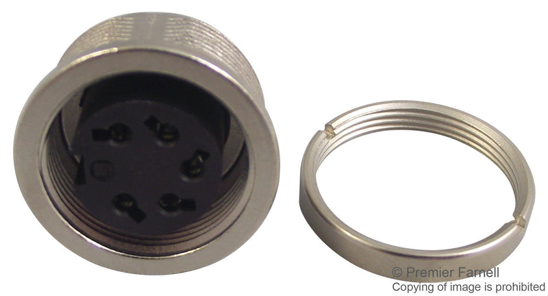 Binder 09 0316 00 05 09 05 Circular Connector 680 Series Panel Mount Receptacle 5 Contacts Solder Socket Zinc Alloy Body