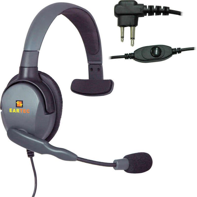 Eartec Headset with Max 4G Single Connector & Inline PTT for Motorola 2-Pin Radios